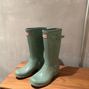 Hunter Kids Sparkly Green Boots